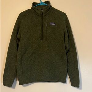 Patagonia Olive Quarter-Zip Fleece unisex. Size small excellent condition